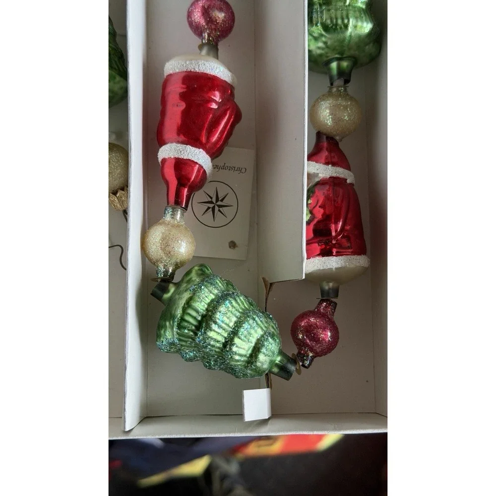 Christopher Radko Glass Christmas Garland Santa‎ Tree Ornaments 97-453-0